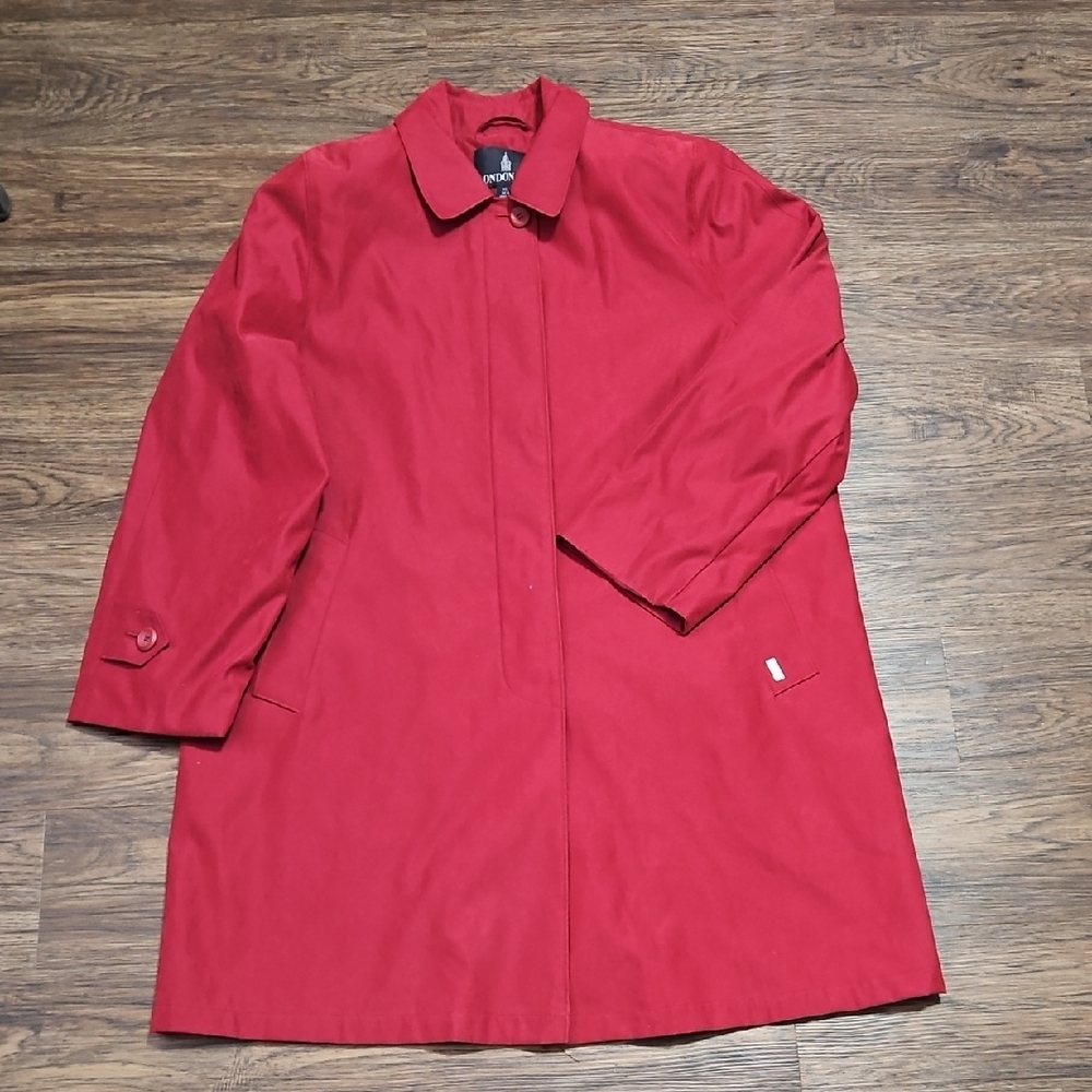 London Fog Red Women's Classic Water Repellent Trench Coat, Size XL